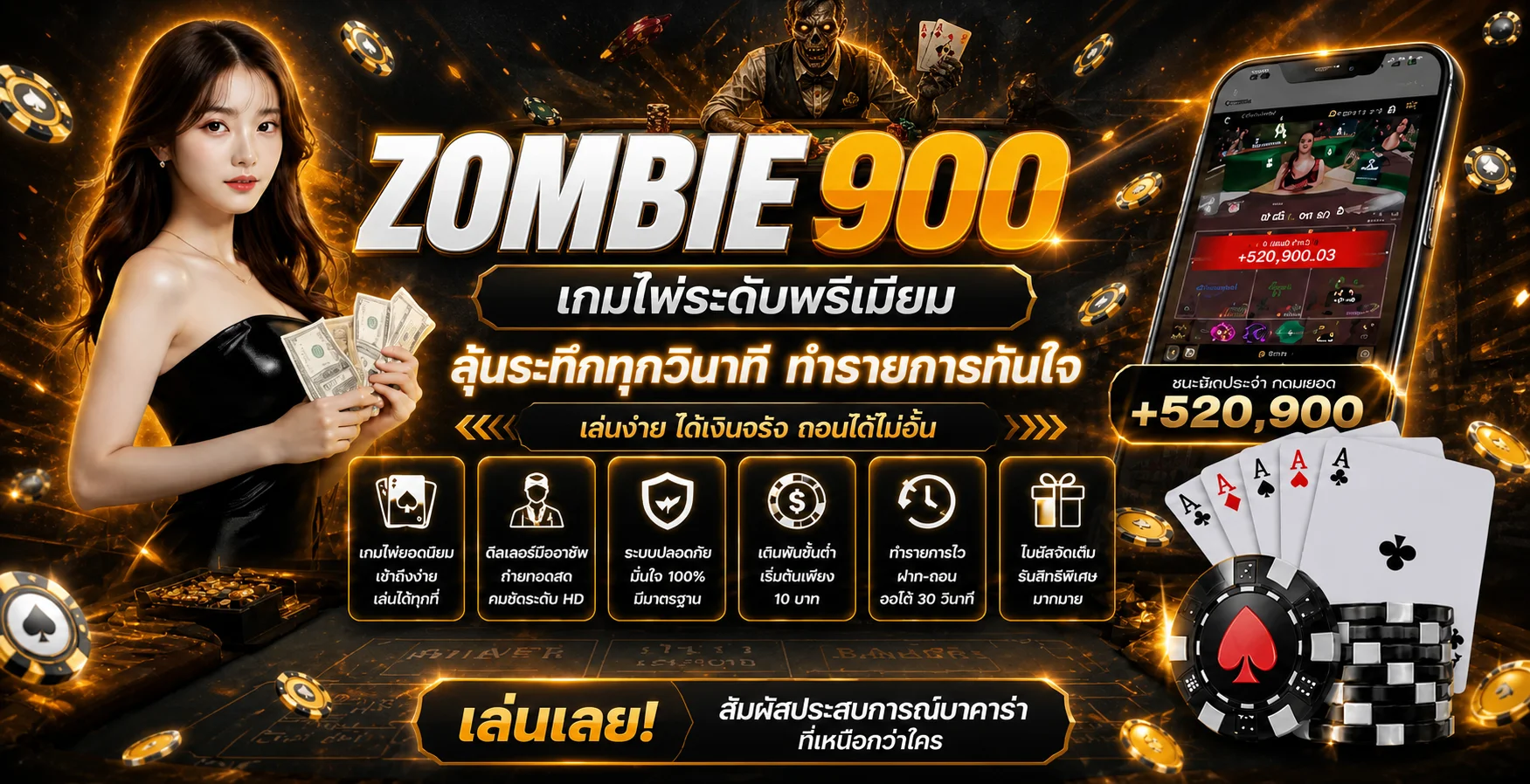 คู่มือเกมไพ่และการจัดการงบบน ZOMBIE900